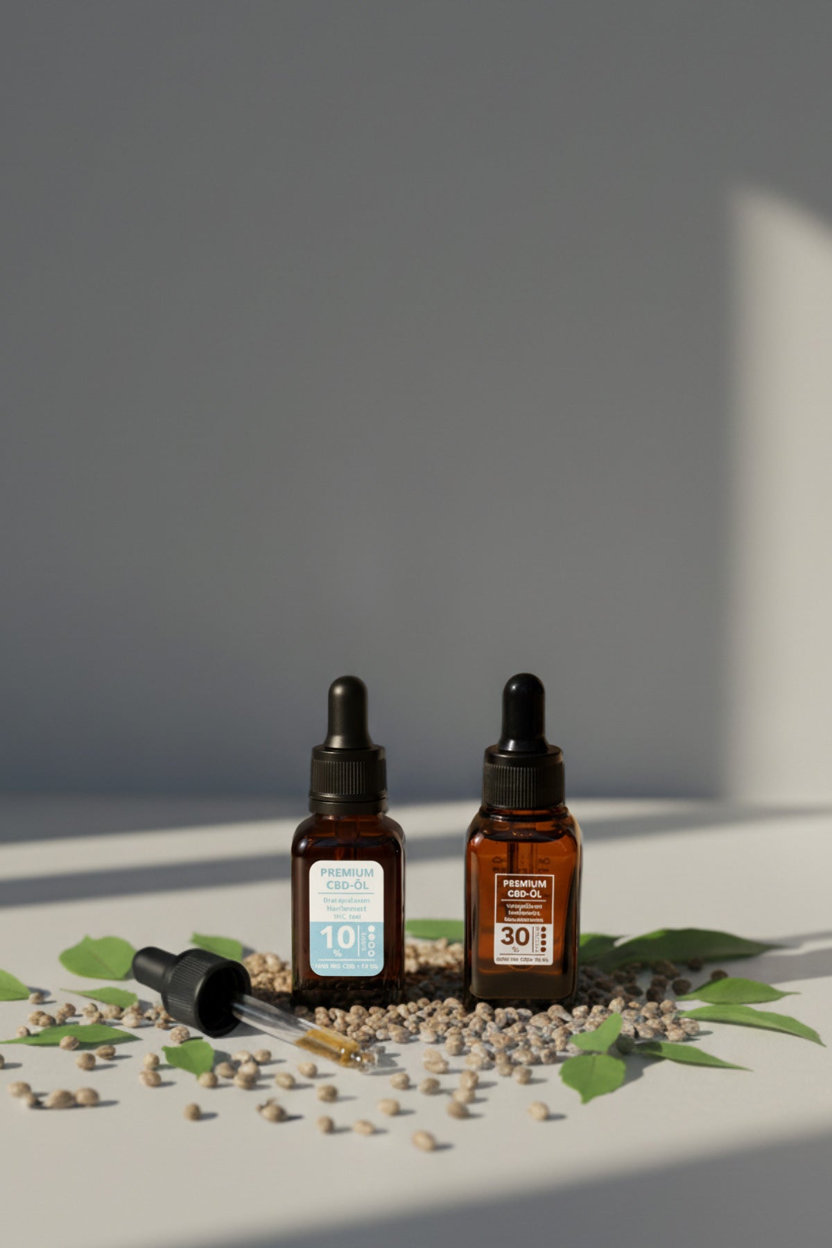 CBD Öl Tropfen von CBDSÍ nebeneinander