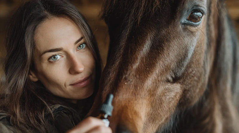 Eine Pfrdebesitzerin mit einem CBD Öl